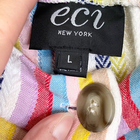 ECI Women's Striped Button-Up Midi Skirt Size L Multicolor Soft Comfortable - Picture 4 of 9